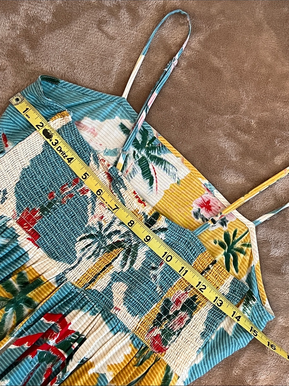 True Destinations Tropical Print Maxi Dress in Teal and Multicolor - Picture 9 of 9
